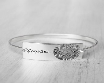 Actual Fingerprint Bracelet by GracePersonalized - Loved One's Fingerprint - Meaningful Gifts - Memorial Bracelet *DACIA BRACELET*