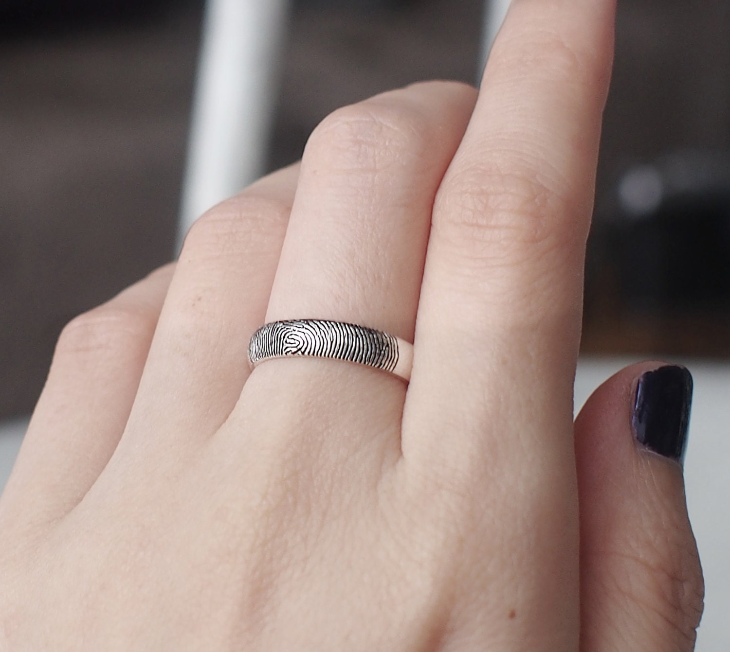 Fingerprint ring with sale diamond
