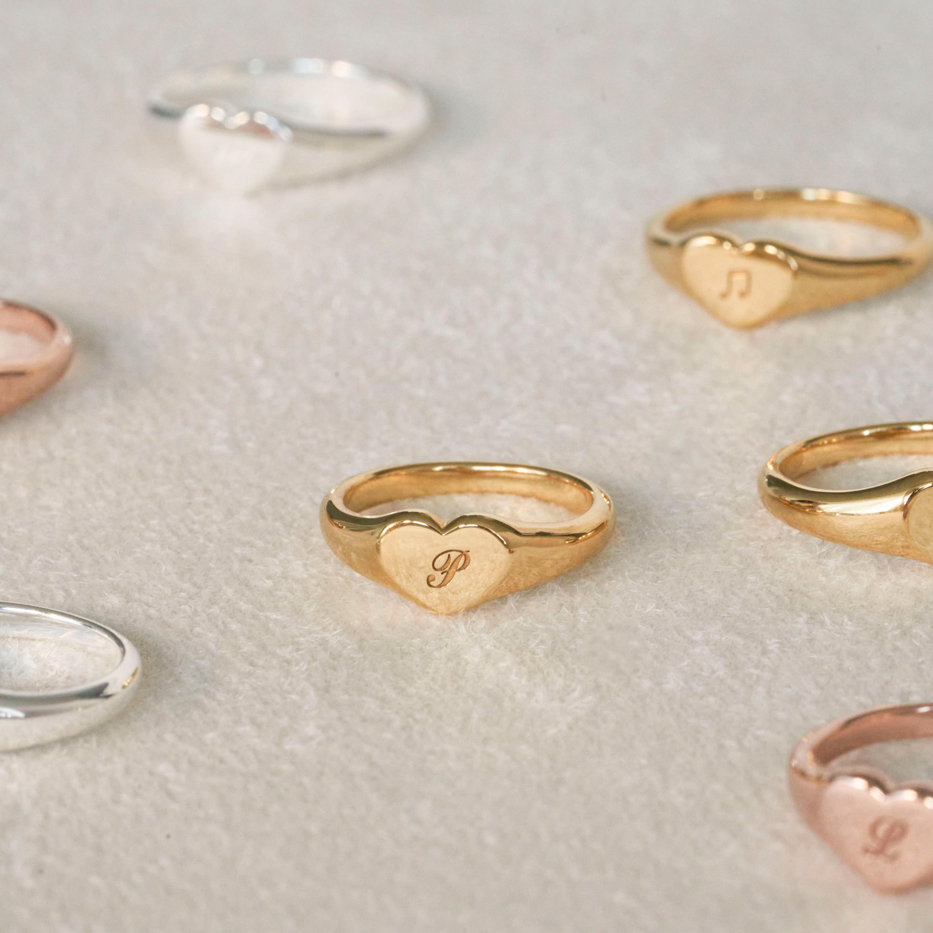 Personalized Heart Signet Ring by Gracepersonalized