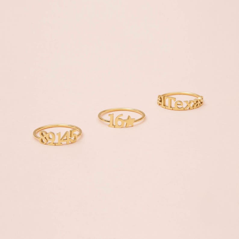 Custom Number Ring Personalized Number Ring Gold Number Etsy