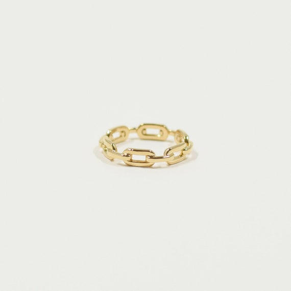 Chain Link Ring by Gracepersonalized Modern Minimal Ring Gold