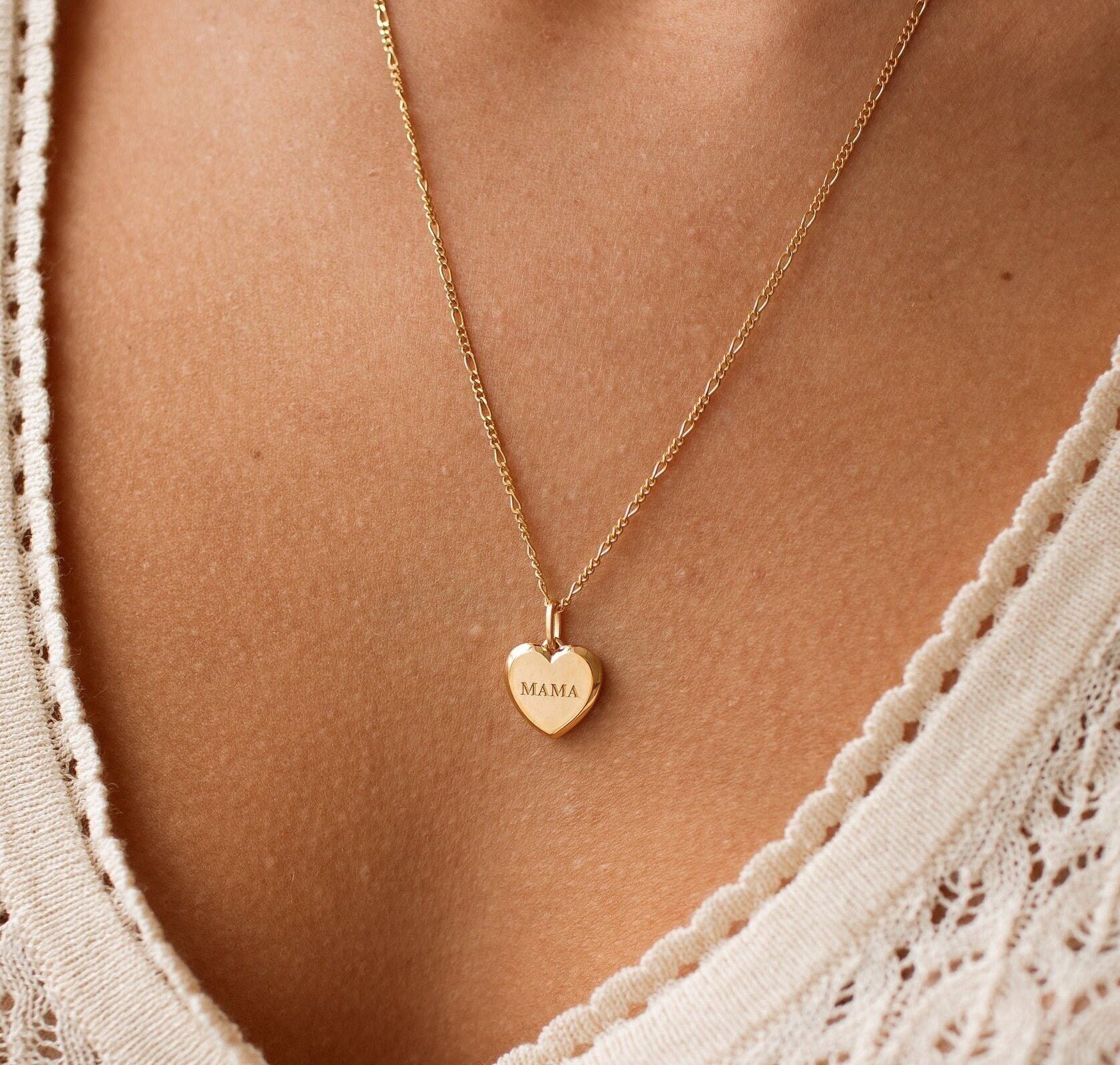 Mama Heart Necklace by GracePersonalized Engraved Mama Pendant Necklace Gift for Mom EVA Mama Necklace
