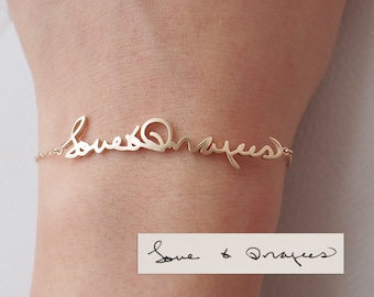 Actual Handwriting Bracelet by GracePersonalized - Personalized Memorial Signature Bracelet - Quality Vermeil Jewelry *GATLIN BRACELET*