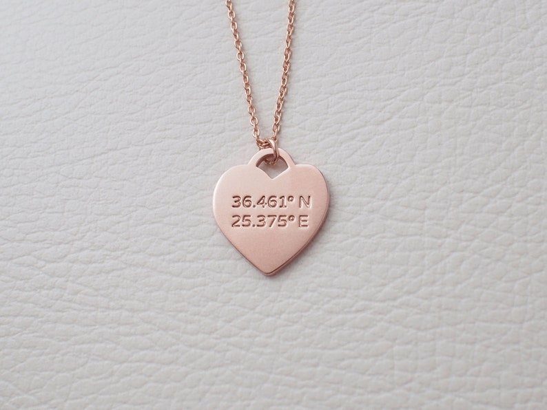 Custom Coordinates Necklace Personalized Coordinates Heart Etsy