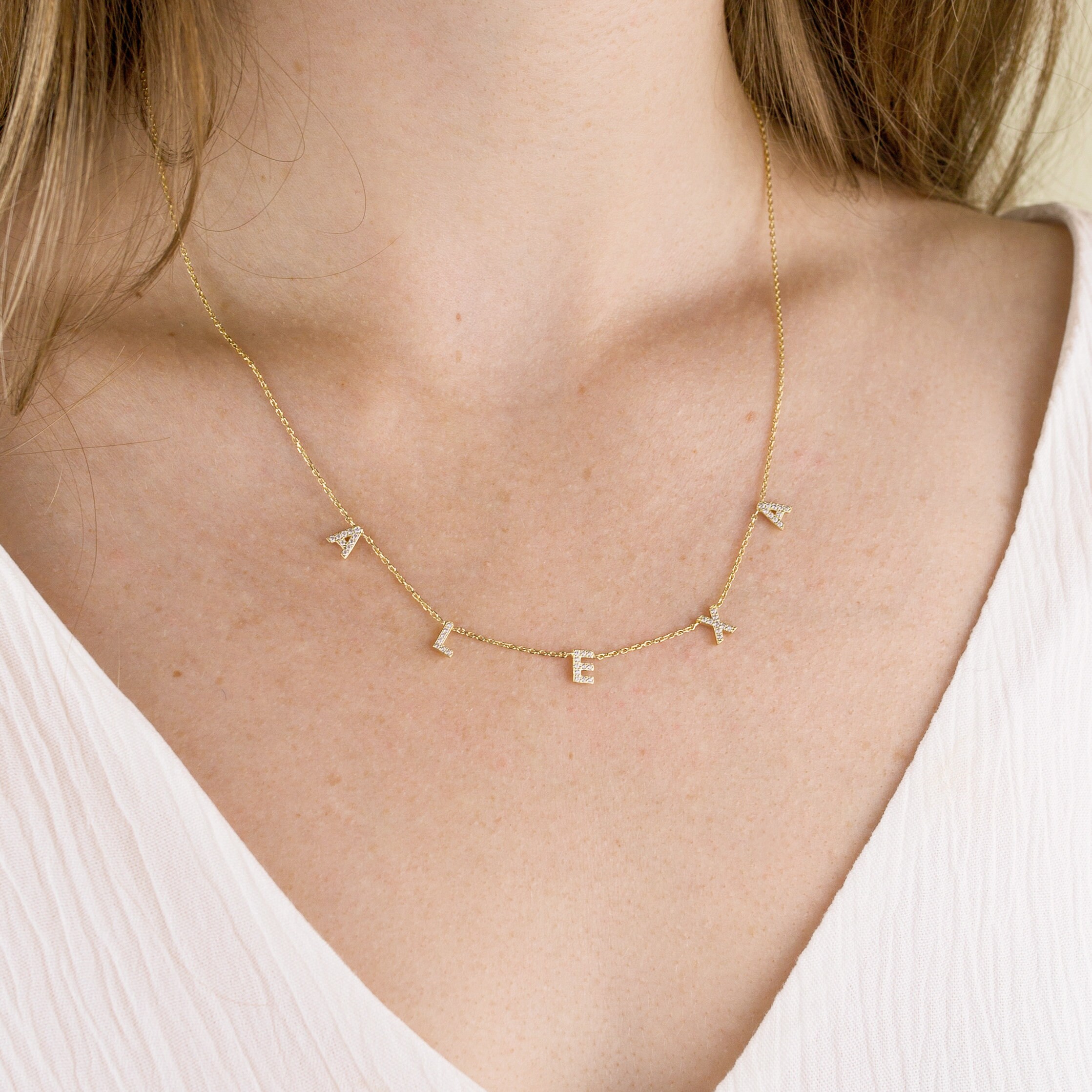 Pavé Letter Necklace Personalized Name 