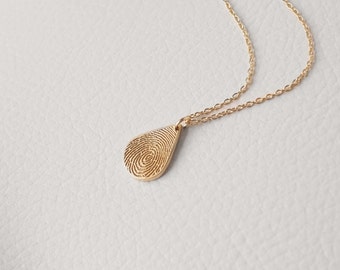 Dainty Teardrop Fingerprint Necklace by GracePersonalized - Loved One's Fingerprints - Memorial Gifts - Meaningful Wedding Gifts