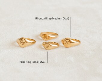 【Grace Personalized】RHONDAリング Personalized Oval Signet Ring by Gracepersonalized