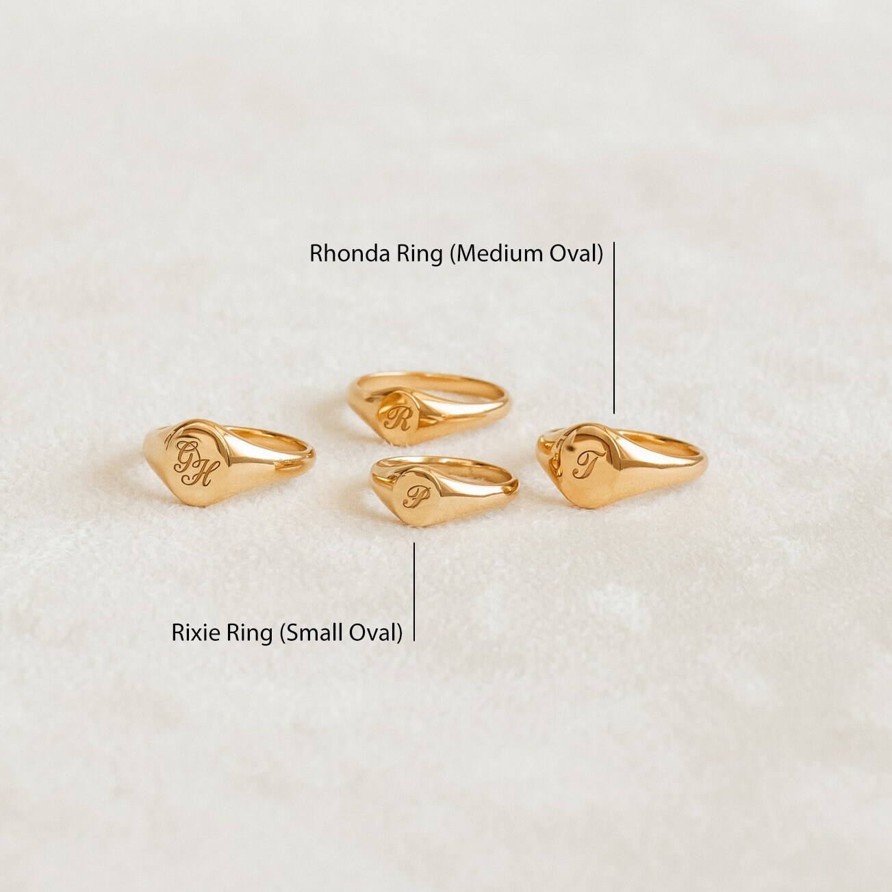 【Grace Personalized】RIXIEリング Custom Oval Signet Ring by Gracepersonalized – Engraved