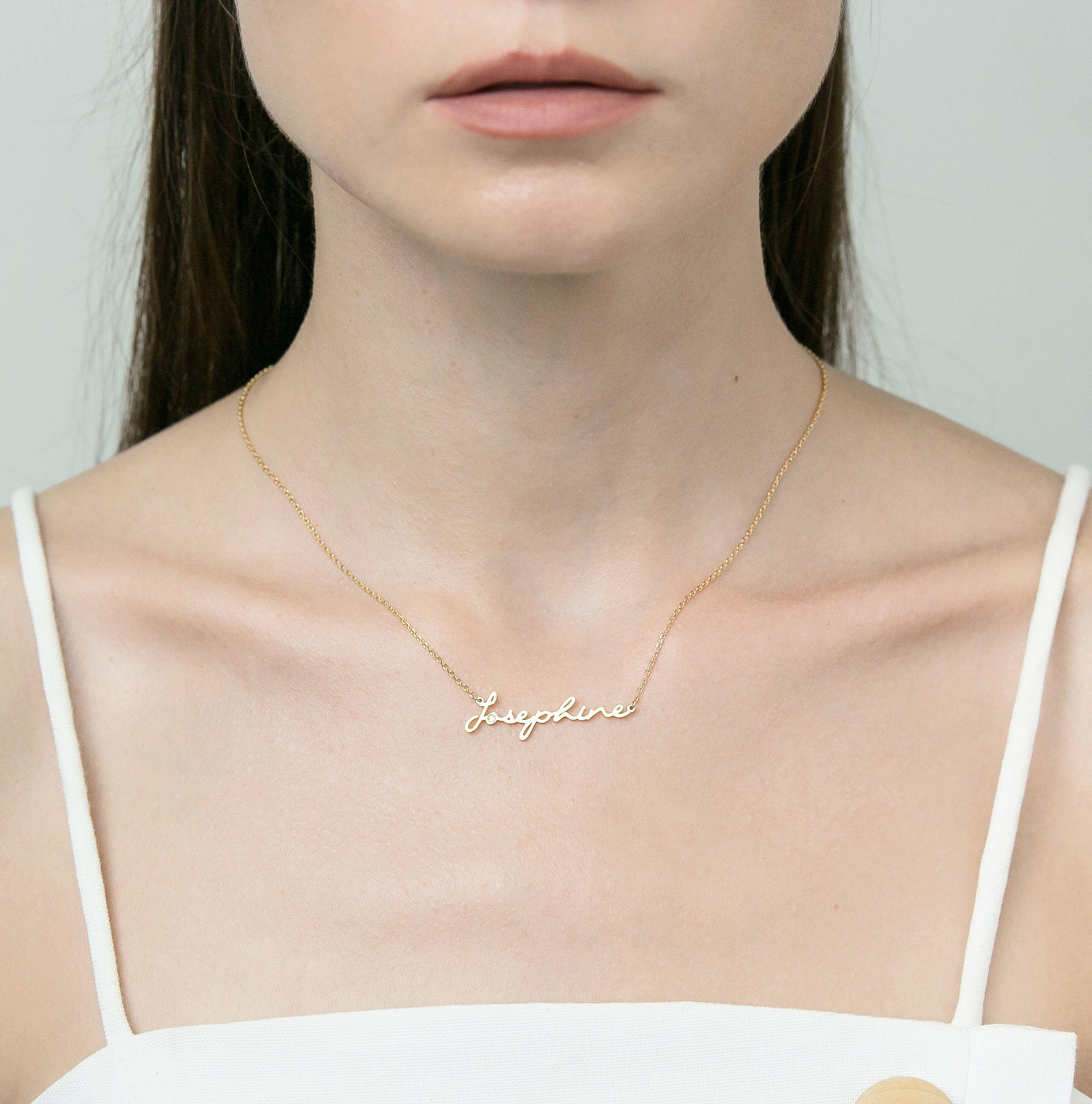 Custom Name Necklace With CZ Stone 