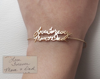 Actual Handwriting Bracelet - Personalized Memorial Signature Bracelet - Handwriting Wedding Jewelry - Mother's Gift LA03L