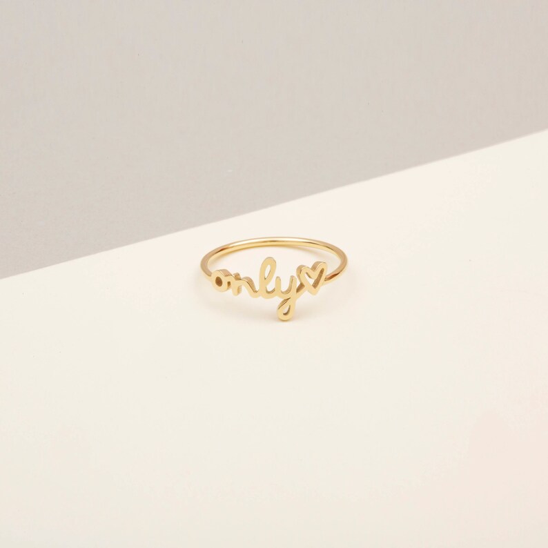 Custom Name Ring by GracePersonalized Personalized Name Ring Minimal Gold Ring Daughter Gift from Mom Bridesmaid Gift SABEEN RING image 3