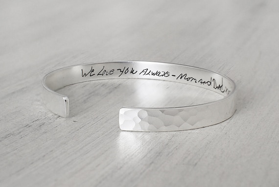 Hammered Handwriting Cuff Bracelet Personalized Signature Bracelet  Personalized Gift - Etsy