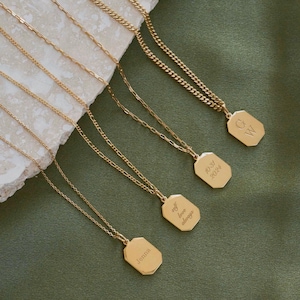 Aangepaste tag gegraveerde ketting - gouden initiële sieraden - zinvol cadeau voor haar | Grace Gepersonaliseerd afbeelding 7