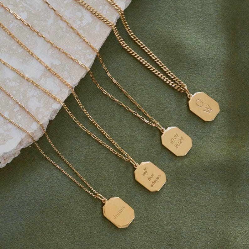 Aangepaste tag gegraveerde ketting - gouden initiële sieraden - zinvol cadeau voor haar | Grace Gepersonaliseerd afbeelding 7
