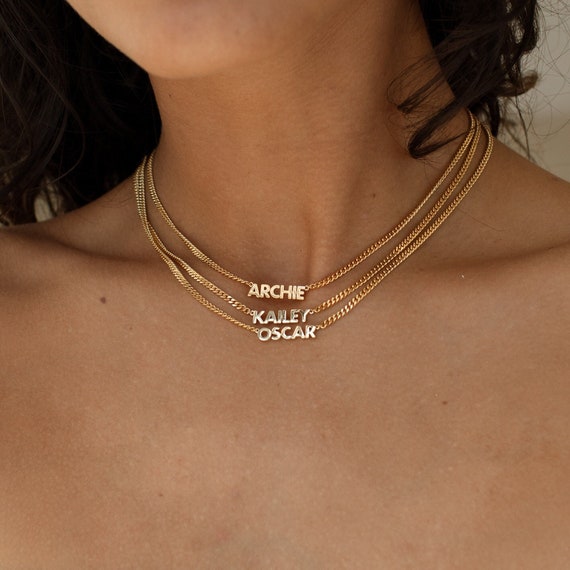 Custom Name Necklace With Curb Chain Dainty Name Necklaces - Etsy