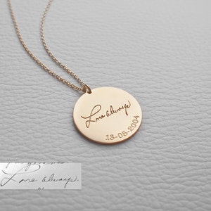 Actual Kid's Drawing on Necklace by GracePersonalized Handwriting Necklace Personalized Child Necklace Large Disc HADARA NECKLACE image 3