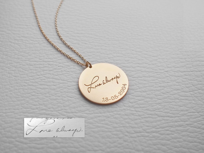Actual Kid's Drawing on Necklace by GracePersonalized Handwriting Necklace Personalized Child Necklace Large Disc HADARA NECKLACE image 3