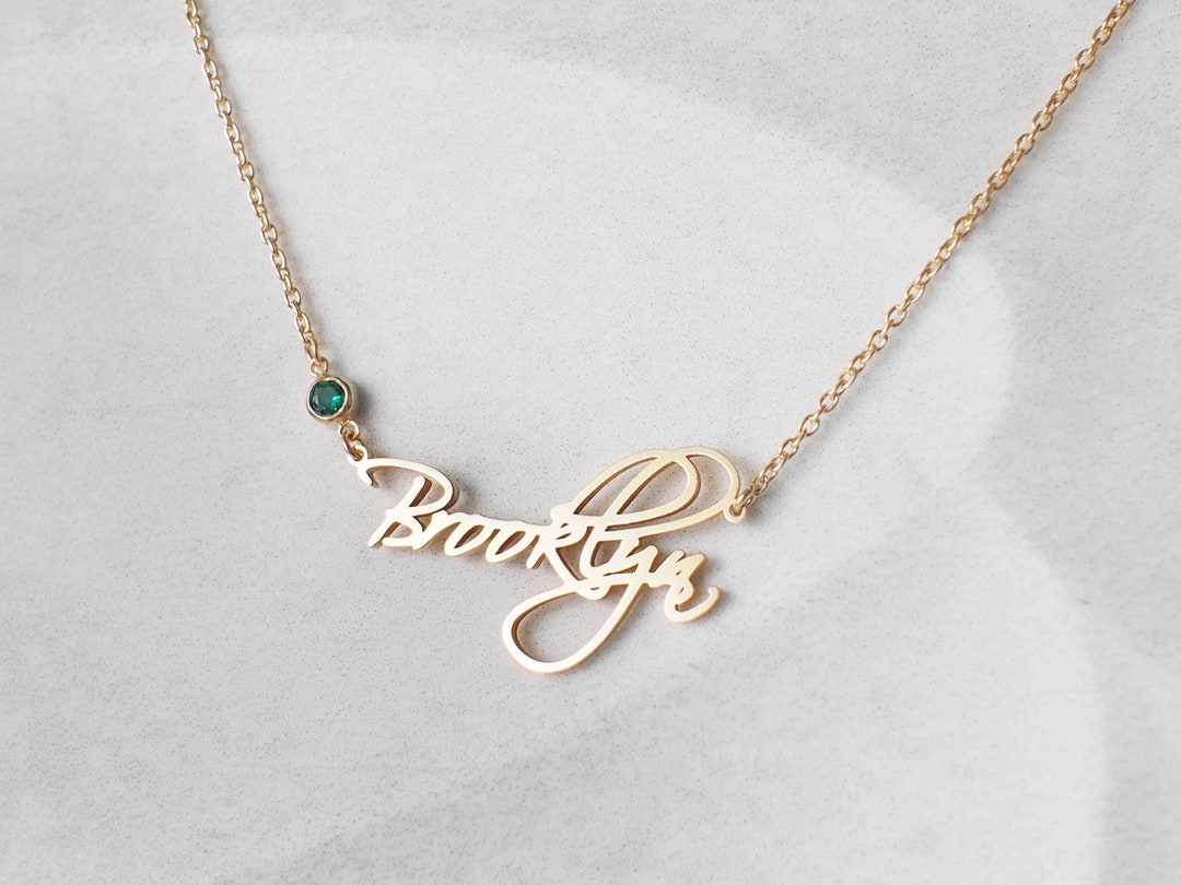 Custom Name Necklace With Birthstone Personalized Name - Etsy