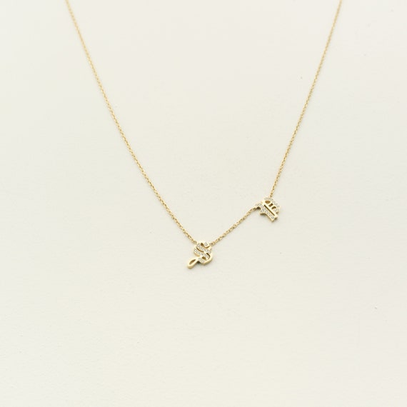 Pave Gothic Letter Necklace Custom Letter Gothic Name Etsy