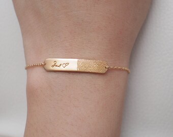 Actual Fingerprint Bracelet by GracePersonalized - Actual Fingerprint Bracelet with Handwritten Message *DABNY BRACELET*