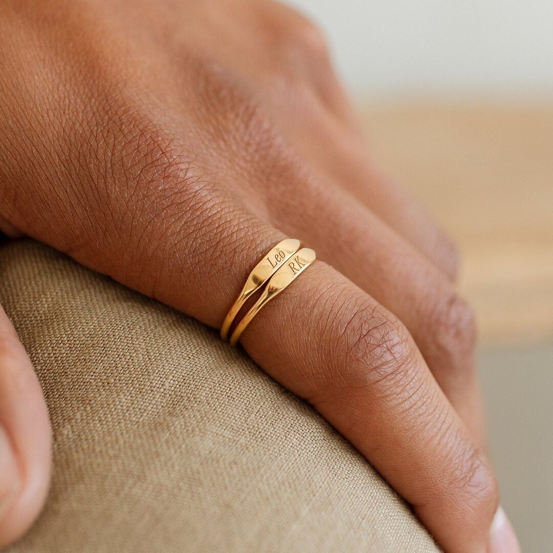 Custom Engraved Name and Initial Ring by Gracepersonalized