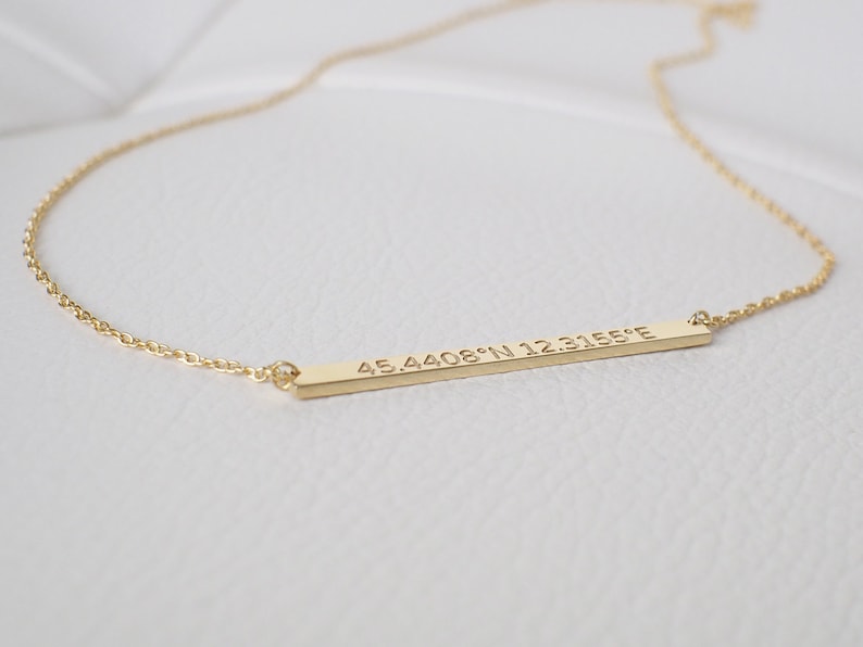 Skinny Coordinates Bar Necklace by GracePersonalized Custom Coordinate Necklace Personalized Latitude Longitude Jewelry EADEN NECKLACE image 2