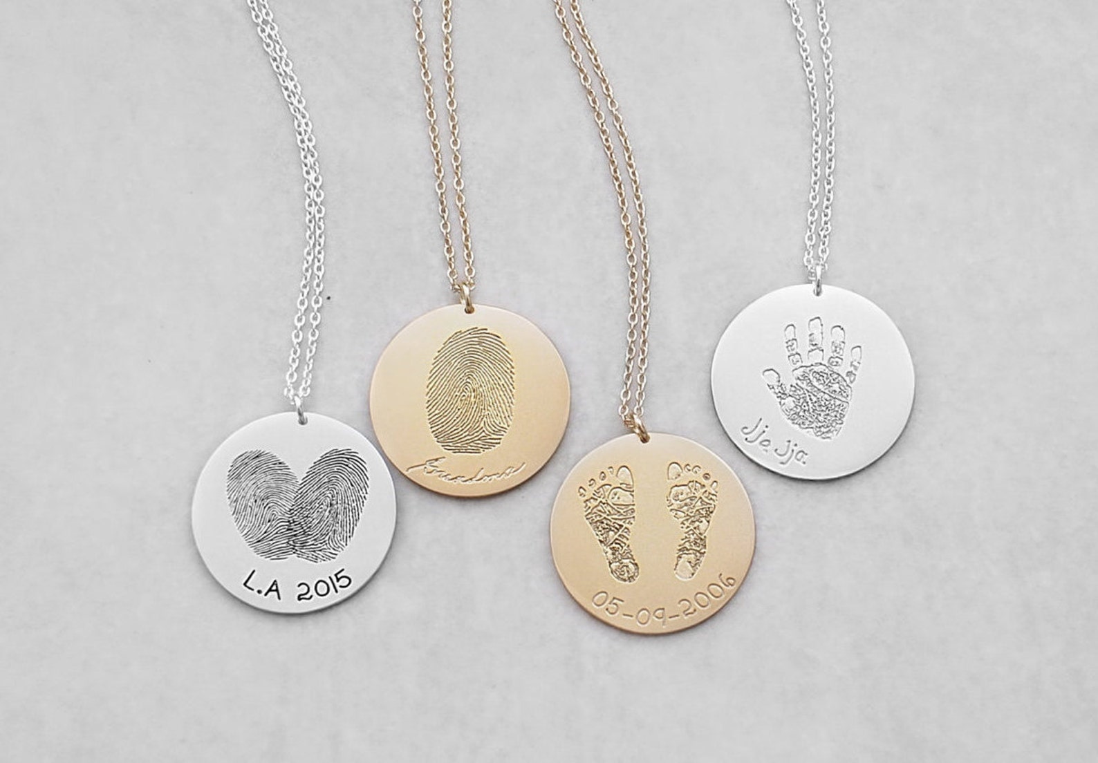 Actual Fingerprint Necklace - Personalized Handprint Necklace - Baby Footprints Necklaces - Meaningful Mother's Day Gifts #PN03.22