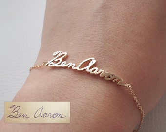 Actual Handwriting Bracelet - Personalized Memorial Signature Bracelet - Quality Silver, 18K Gold Fill, Rose Gold Jewelry - #LA03