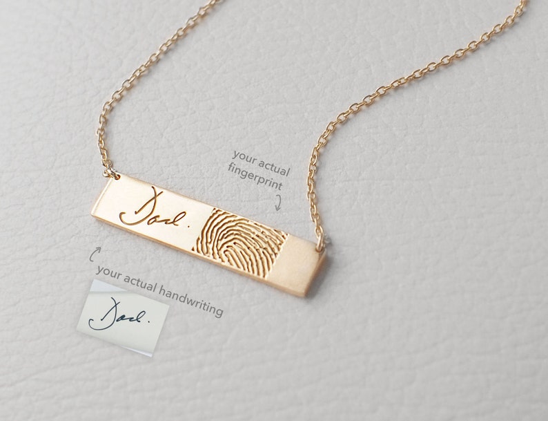Actual Fingerprint Necklace with Actual Handwriting  Loved image 2