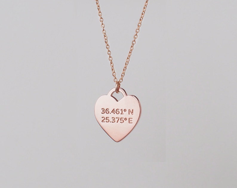 Custom Coordinates Necklace Personalized Coordinates Heart Etsy