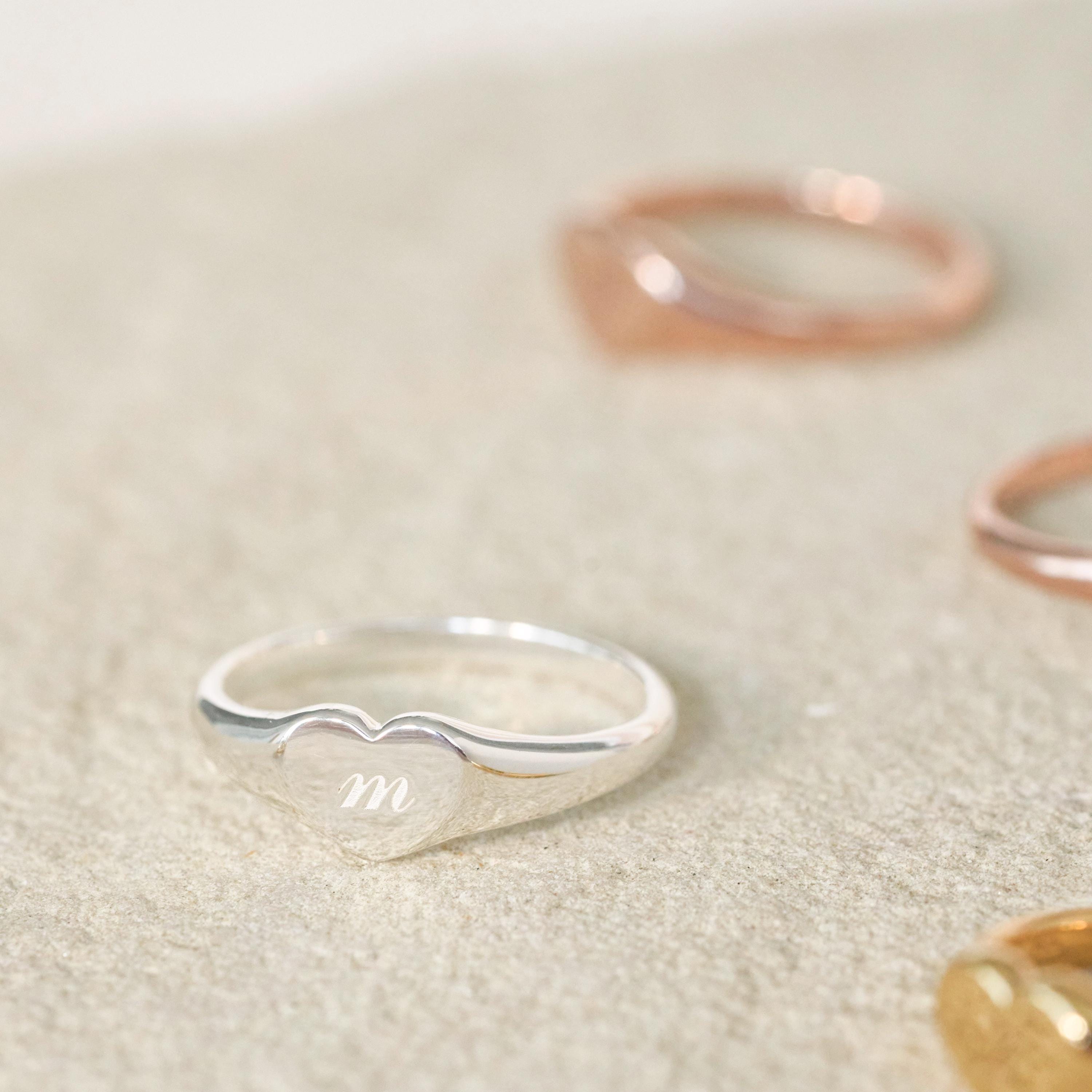 Personalized Heart Signet Ring by Gracepersonalized