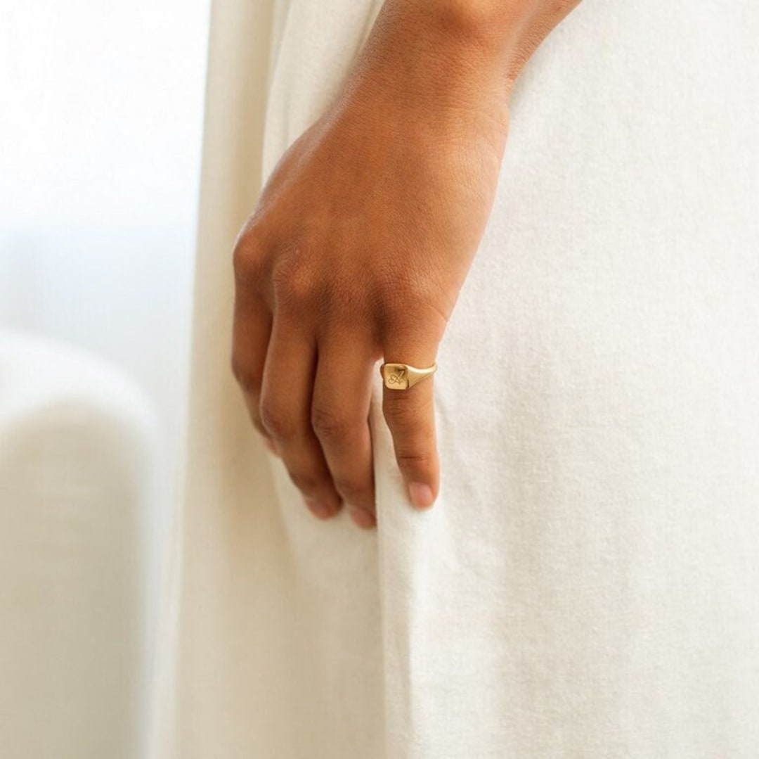 Personalized Square Signet Ring by Gracepersonalized