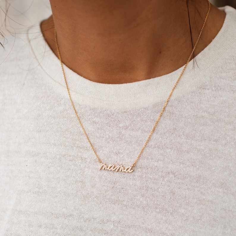 Pavé Mama Name Necklace by GracePersonalized Minimal Mama Necklace Mother's Day Gifts NAHOMIE MAMA NECKLACE image 4