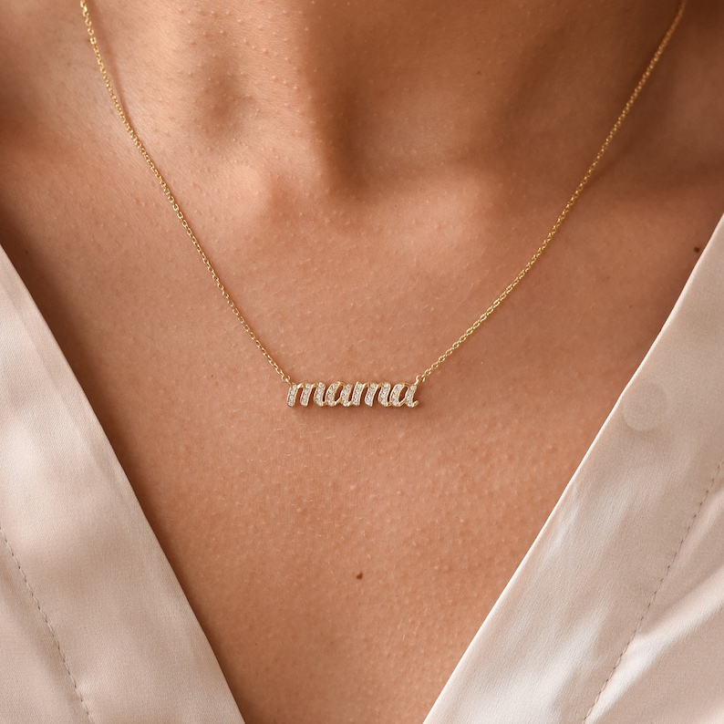 Pavé Mama Script Necklace by GracePersonalized Mama Necklace Mother's Day Gifts Gift for Wife Ready-To-Ship NATALY NECKLACE image 2