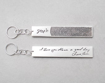 Actual Fingerprint Keychain by GracePersonalized - Actual Handwriting Gifts -Personalized Memorial Gifts - Meaningful Christmas Gifts