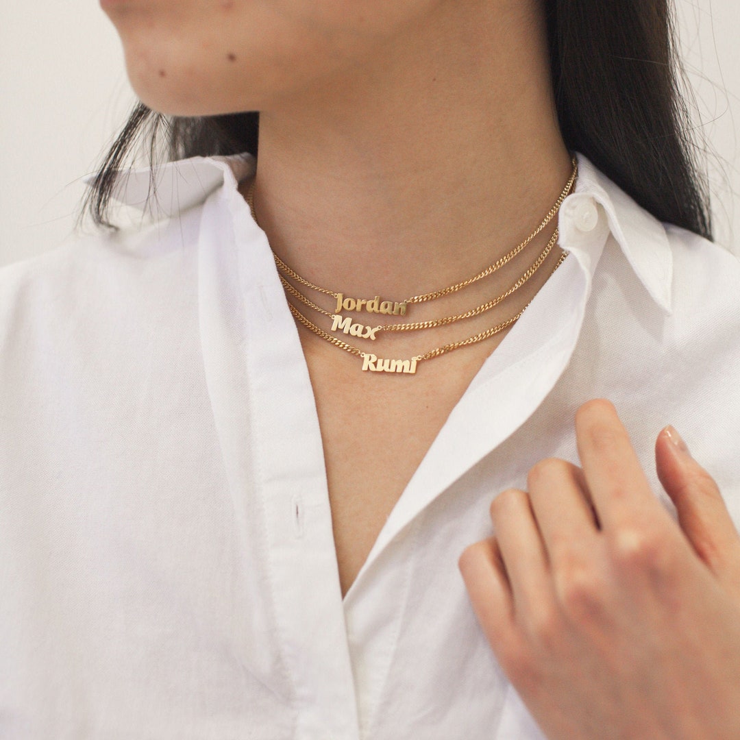 Custom Name Necklace With Bold Curb Chain by