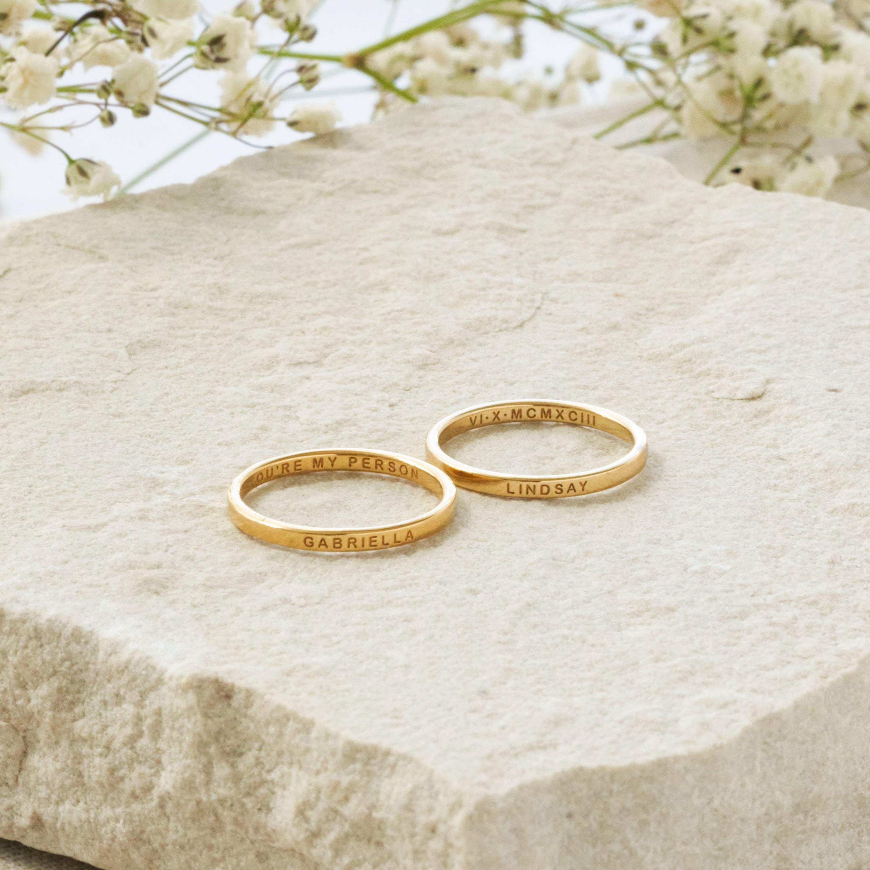 【Grace Personalized】REBECCAリング Engraved Affirmation Ring by Grace Personalized - Custom