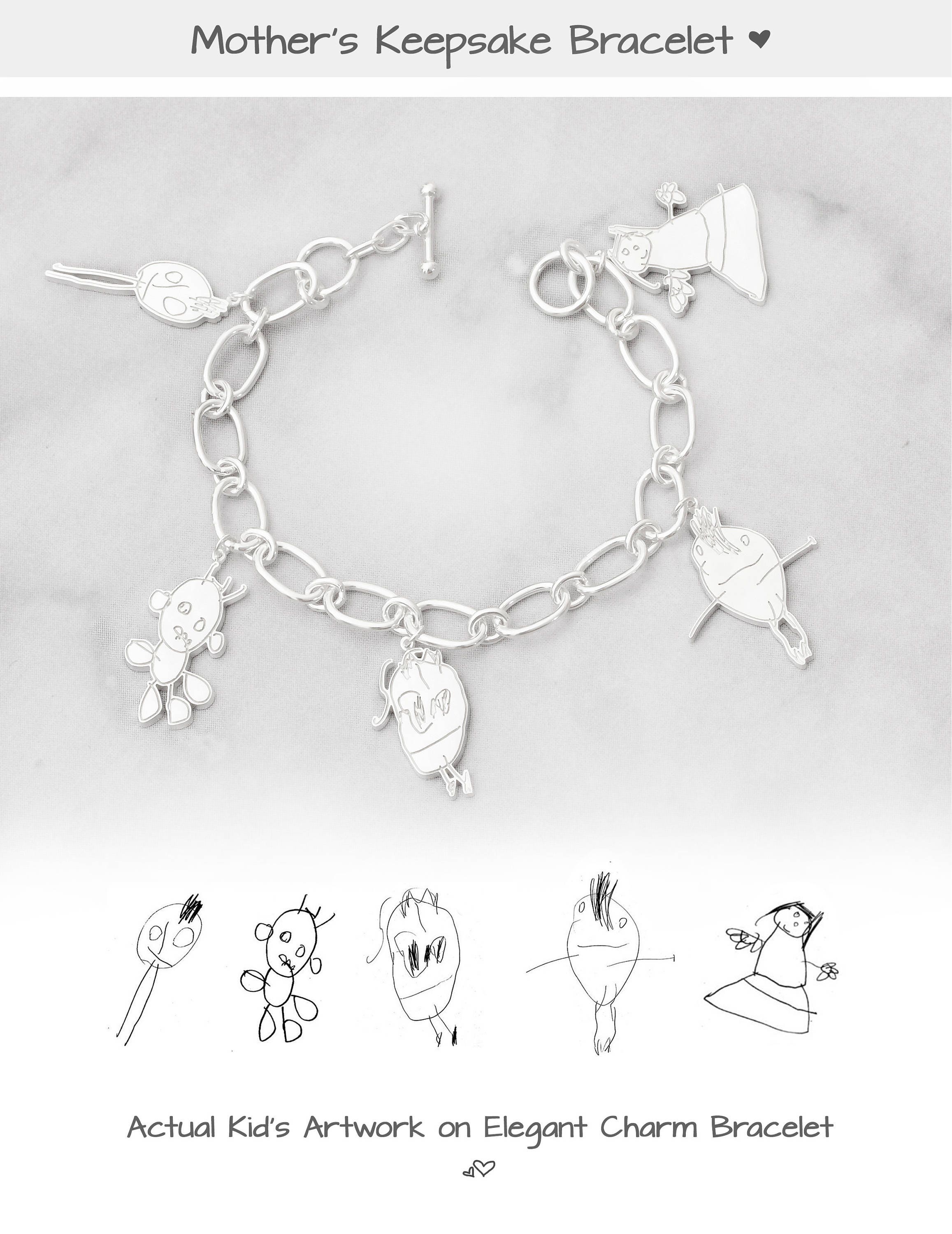 Children Artwork Charm Bracelet Kids' Drawing Bracelet Etsy Australia