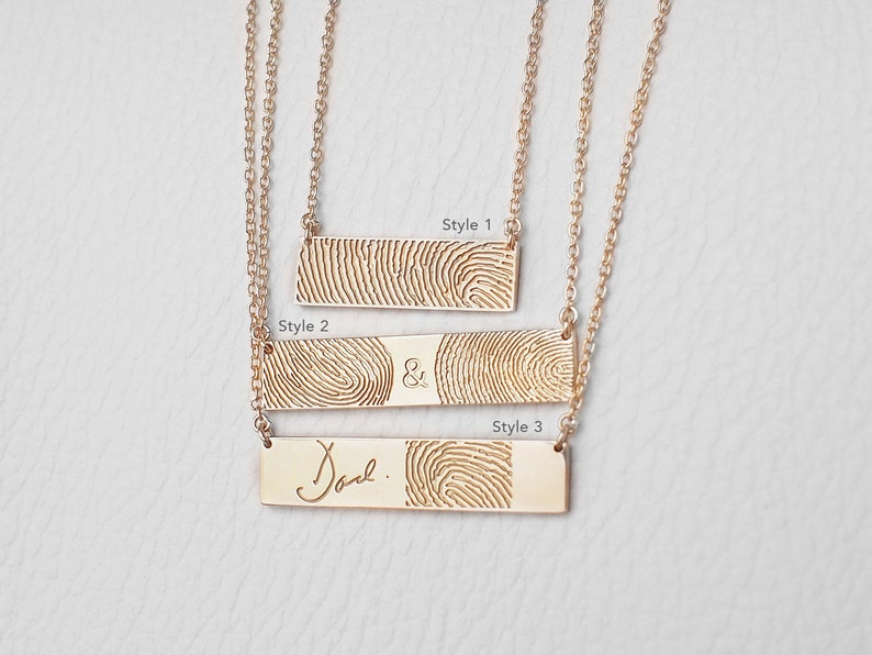 Actual Fingerprint Necklace with Actual Handwriting - Loved One Fingerprints - Personalized Memorial Jewelry #PN10F 