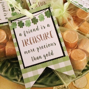 Etiquetas de presente para impressão do Dia de São Patrício, etiquetas de presente de um amigo é um tesouro, etiquetas de presente para festa para download instantâneo por SUNSHINETULIPDESIGN
