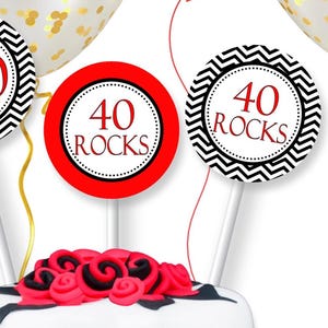 Printable 40th Birthday Tags | 40 and Hot Cupcake Toppers | 40 Rocks Party Favor Thank You Tag | INSTANT DOWNLOAD | Digital Download