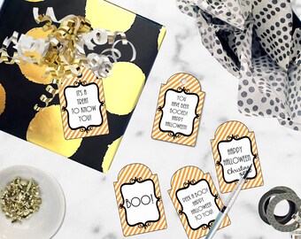 Printable HALLOWEEN gift tags, You have been BOOED Halloween tags, Happy Halloween Party Gift Tags by SUNSHINETULIPDESIGN