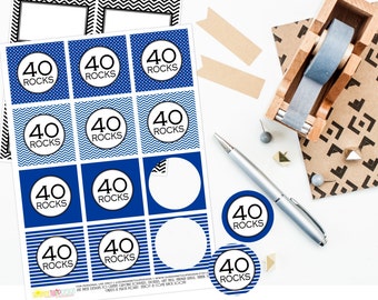 Printable 40 Rocks Cupcake Toppers 40th Birthday Cupcake | Etsy