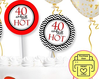 Etiquetas imprimibles para 40 cumpleaños y sigues guapísimas, etiquetas para 40 cumpleaños, adornos para 40 cumpleaños y guapísimas, descarga instantánea, descarga digital