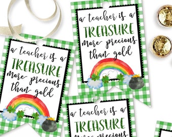 Printable St Patrick's Day Gift Tags, Friends are a Treasure Tag, Gree -  Sunshinetulipdesign