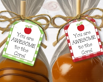 You are Awesome to the Core Gift Tags, Printable Teacher Appreciation Tags, Apple gift ideas, Staff tag, Employee Appreciation, Nurse Tag
