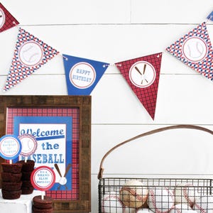 Afdrukbare honkbal verjaardag banner, afdrukbare Happy Birthday honkbal wimpel banner, afdrukbare Lil Slugger banner | DIRECT DOWNLOADEN