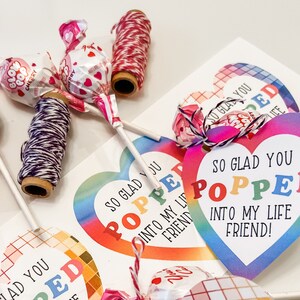 So Glad you Popped into my life friend, Valentines Gift Tags, Printable Class Valentine Gift Tags by SUNSHINETULIPDESIGN