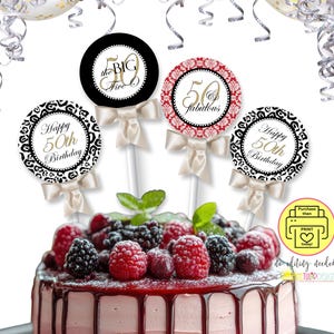 Printable 50th Birthday Cupcake Toppers, Printable 50 and Fabulous Cupcake Toppers, The Big 50 Gift Tag, 50th Birthday Tag, INSTANT DOWNLOAD