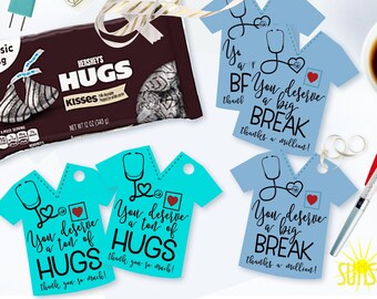 Nurse Appreciation Gift Tags, You Deserve a Break Tags, You Deserve a HUG Gift Tags, Doctor Appreciation Gift Tags by SUNSHINETULIPDESIGN